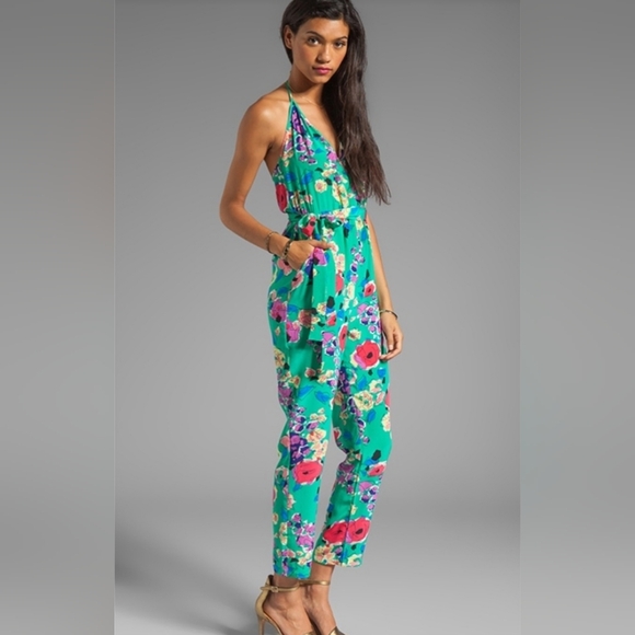 Beautiful Colorful Floral Yumi Kim x Anthropologie Silk Jumpsuit - Picture 9 of 10